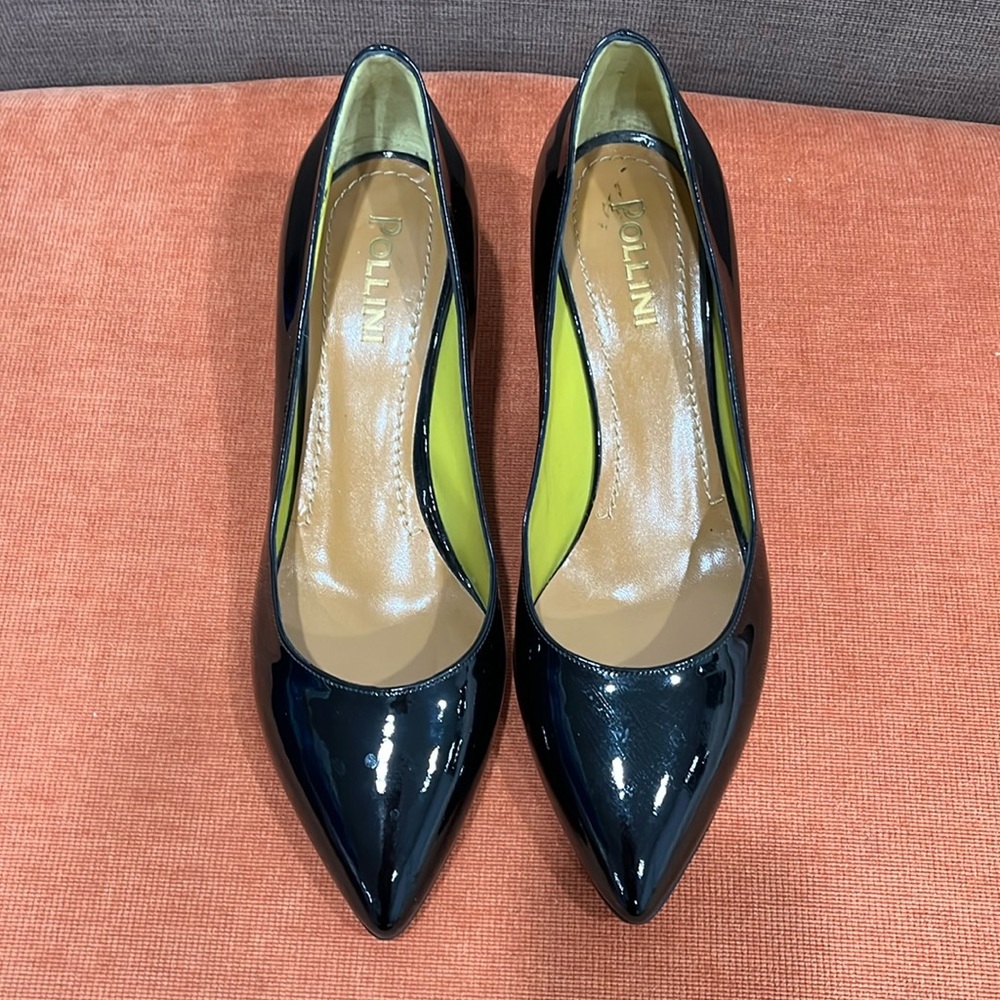 Pollini Black Patent Leather 2” heel Pumps size 7.5